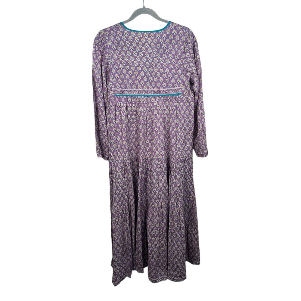 Sur La Vague Iris Caftan‎ Dress Women 3 M/L Purple Indian Gauze Tiered Maxi EUC - Picture 3 of 9